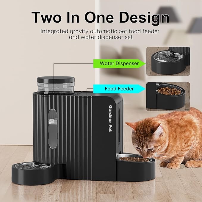 Gardner Pet Automatic Gravity Cat Food Feeder and Water Dispenser Stainless - Image 2