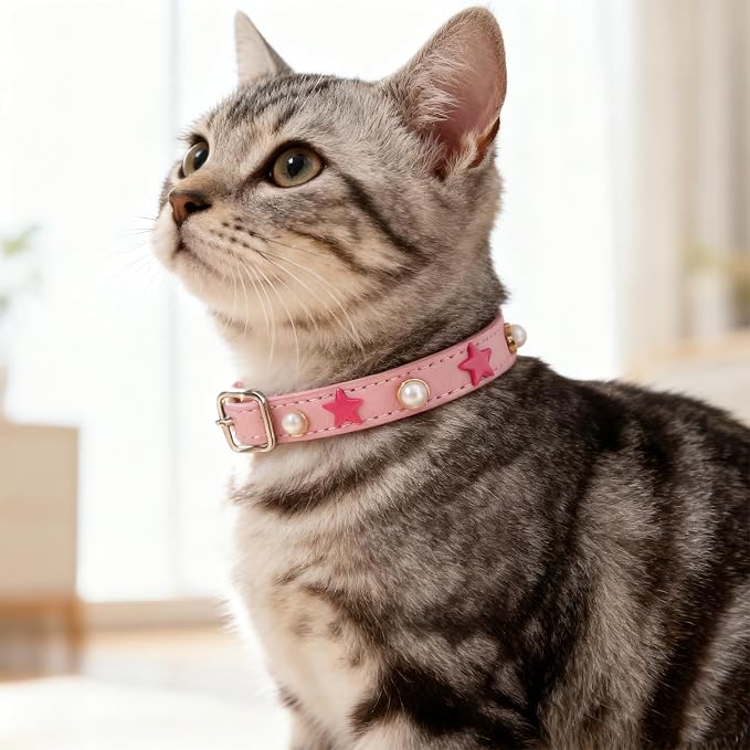 EXPAWLORER Leather Cat Collar for Girl Boy- Adjustable Pet Collar - Image 6