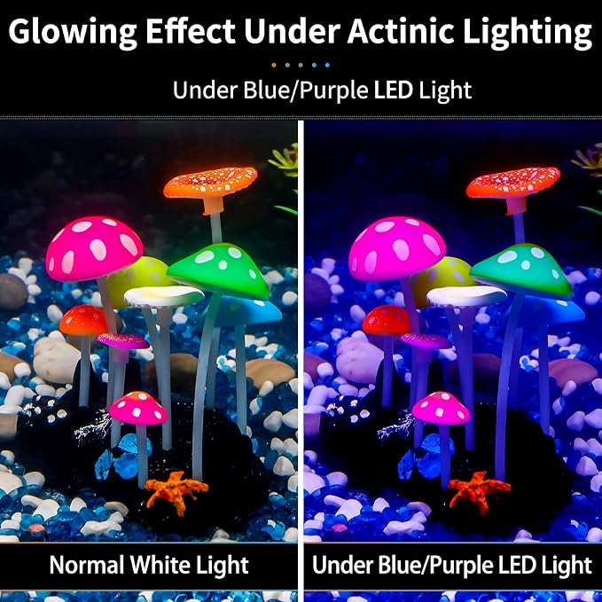 Uniclife Glowing Effect Artificial Mushroom Aquarium Plant Decor Ornament - Image 3