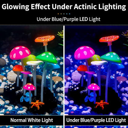 Uniclife Glowing Effect Artificial Mushroom Aquarium Plant Decor Ornament - Image 3