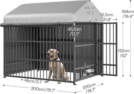 HOOBRO Outdoor Dog Kennel with Cover, 6.6 x 6.6 x 6.4 ft Dog Kennel Outside - Image 2
