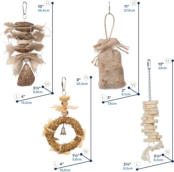 Prevue Pet Products Wholesome Naturals 4 Piece Bird Toy Bundle - Image 2