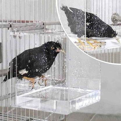 Hanging Bird Bath Cube Bird Bathtub Bath Shower Box Bowl Cage Accessory - Image 2