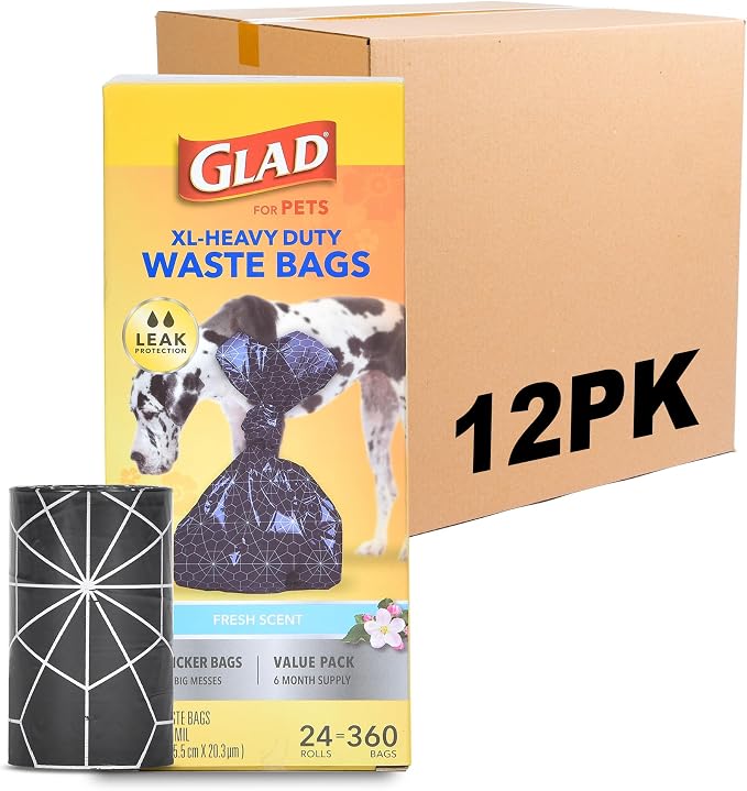 Glad Extra Large Heavy Duty Scented Dog Waste Bags Value Pack, 288 Rolls by GladTrashFoodStorage