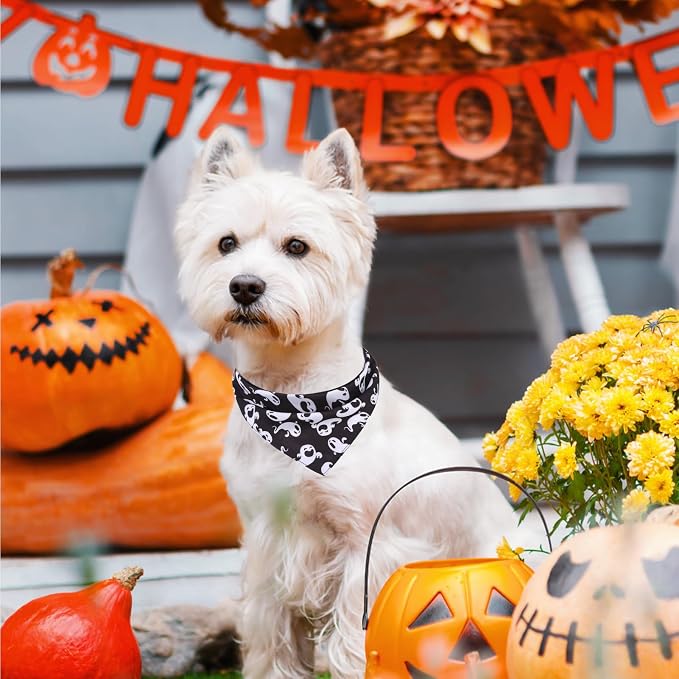 PAWCHIE Halloween Bandanas 4 Pack, Reversible Pumpkin Dog Scarf Bibs, Dog - Image 7