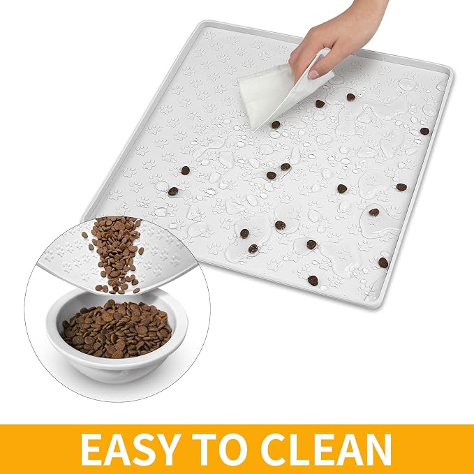 Ptlom Pet Placemat for Dog and Cat, Waterproof Silicone Pet Feeding Bowl Mats - Image 7