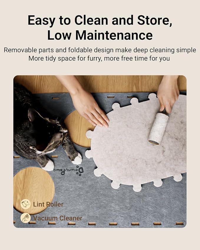 DownyPaws Cat House for Indoor Cats, 2-Storey Foldable Cat Bed Cave, Felt Cats - Image 7