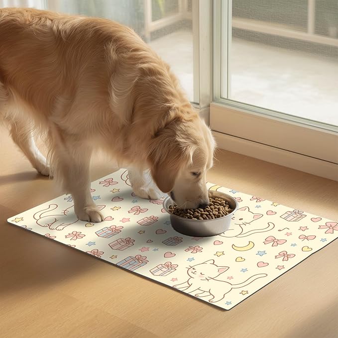 Cute Cat Pet Feeding Mat Adorable Kitten Food Placemat - Image 2