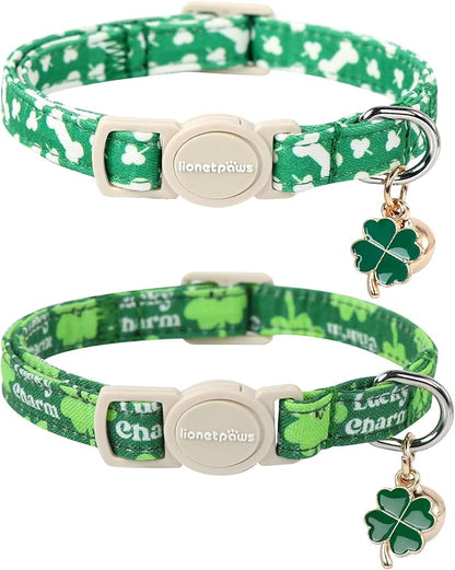 Lionet Paws 2pcs Pack St. Patrick Cotton Cat Collar, Breakaway Buckle by lionetpaws