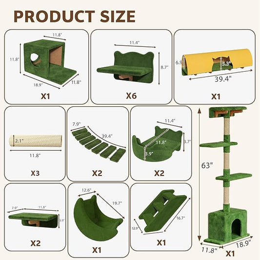 20-in-1 Cat Wall Shelves, Wall Mounted Cat Furniture w/Plush Fabric, Cat - Image 2