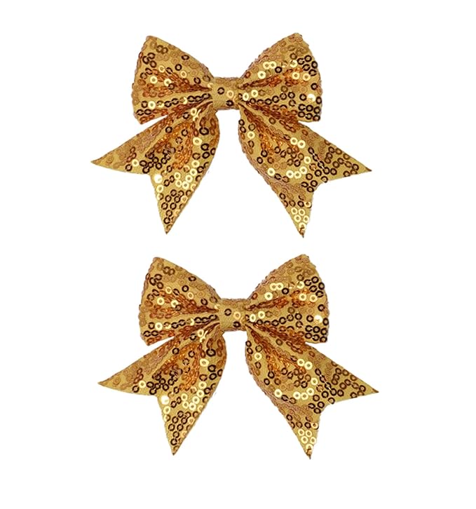 3-inch Sequined Bow Hair Clips For Baby Girls, Kids and Young Women Birthday by Koolgil
