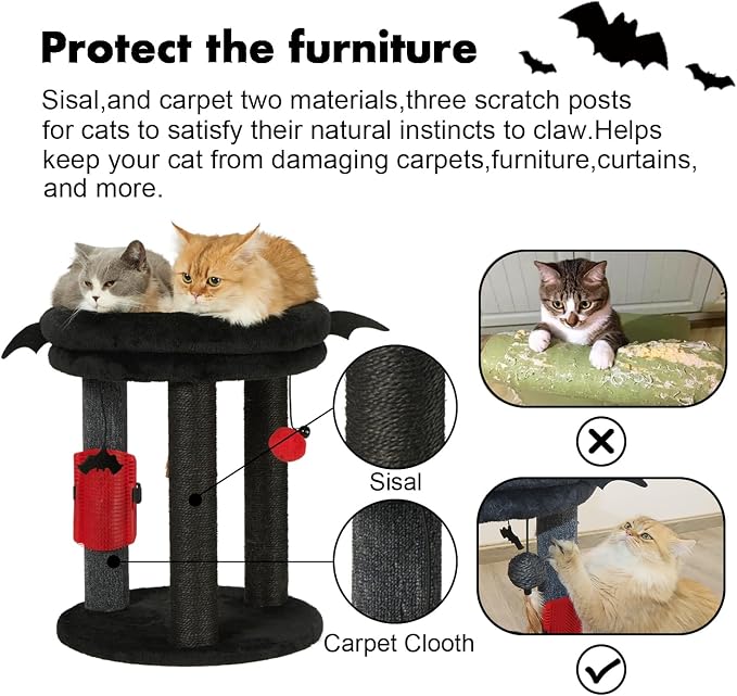 MECOOL 4in1 Small Cat Tree, Scratching Post - Image 3