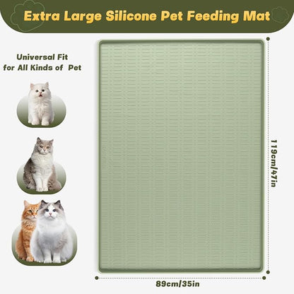 47" x 35" Silicone Cat Food Mat, Waterproof Pet Feeding Mat - Image 2