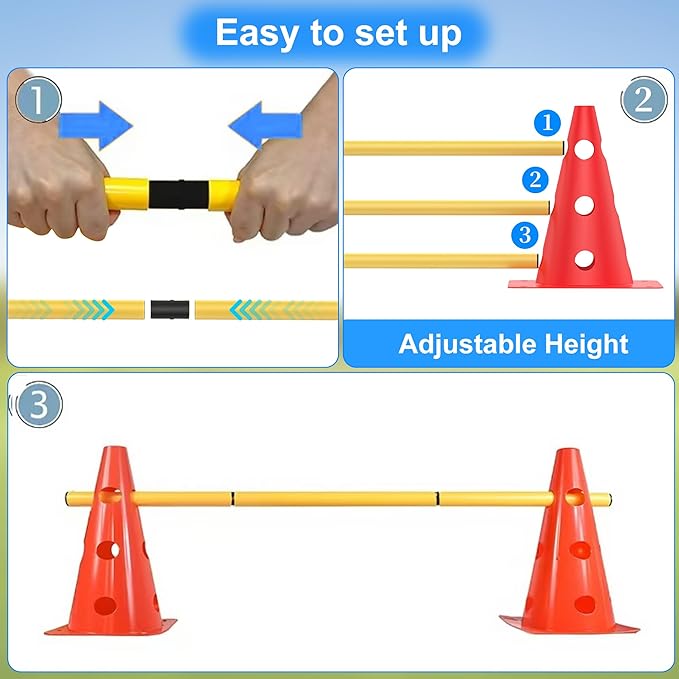Dog Agility Training Hurdle Cone Set, Adjustable Dog Agility Equipment Obstacle - Image 3