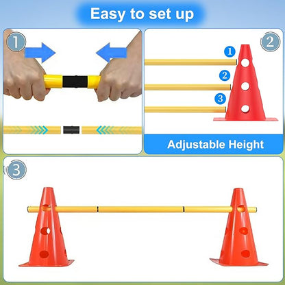 Dog Agility Training Hurdle Cone Set, Adjustable Dog Agility Equipment Obstacle - Image 3