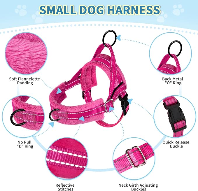 SlowTon No Pull Small Dog Harness and Leash Set, Puppy Soft Vest Harness Neck & - Image 7