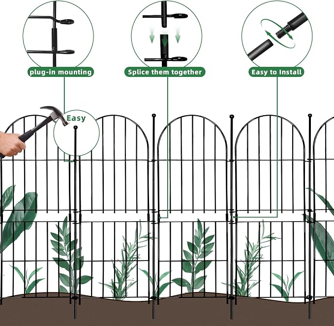 Decorative Garden Fence 31in x10ft, 10 Pack No Dig Fence Animal Barrier - Image 4