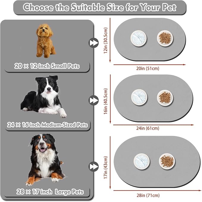 Dog Feeding Mat 24''x16'', Absorbent Pet Food Mat, No Stains Quick Dry Pet - Image 4