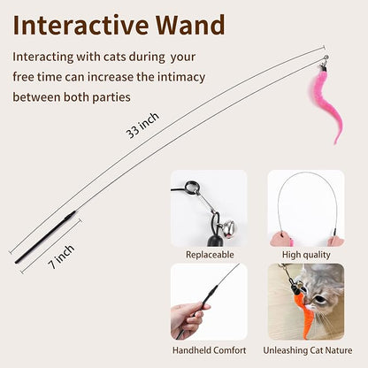 Interactive Cat Toys, 1 Interactive Wand, 8 Assorted Teaser Refills and 3 - Image 5