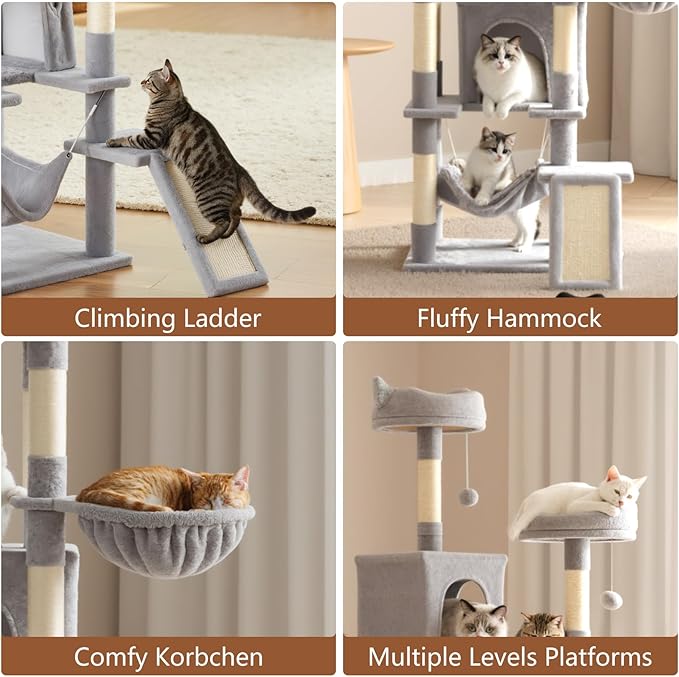 Sweetcrispy Cat Tree 75 Inch, Large Multi-Level Tall Cat Tree Tower - Image 4