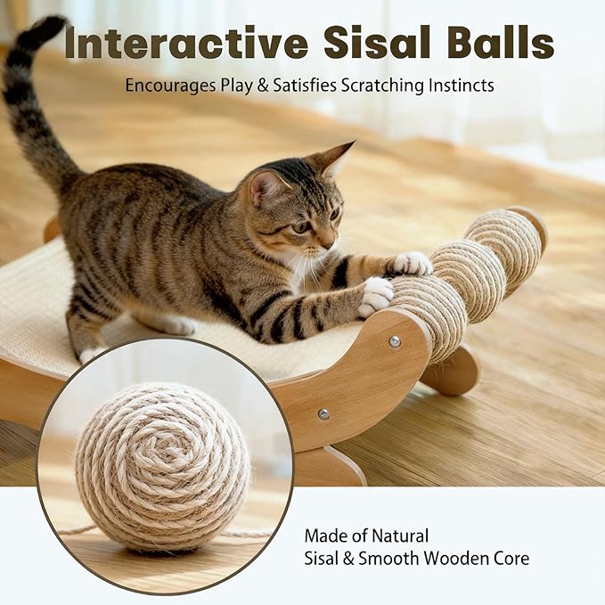Sisal Cat Scratcher Bed with 3 Toy Balls - Image 5