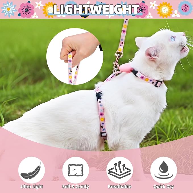 PUPTECK Adjustable Cat Harness and Leash Set Escape Proof Kitten Strap Collar - Image 5