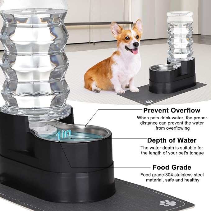 RIZZARI Large Water Dispenser for Dogs: 8L Black Raised Gravity Auto-Refill - Image 5