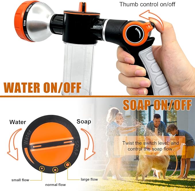 8 in 1 Garden Hose Nozzle Sprayer, Upgrade Dog Wash Hose Attachment - Image 4