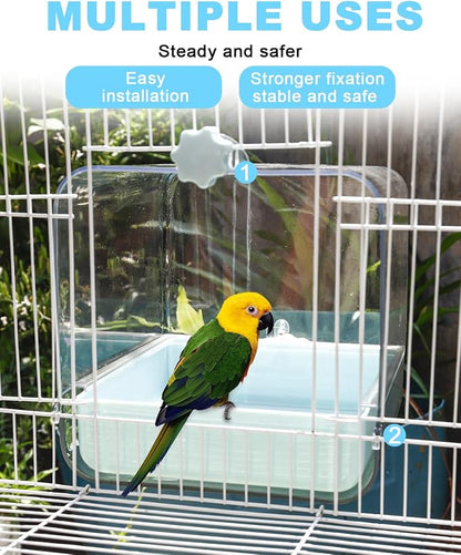 Hanging Bird Bath for Cage, 3 in 1 Multifunction Bird Bath/Bowl/House, Bird - Image 2