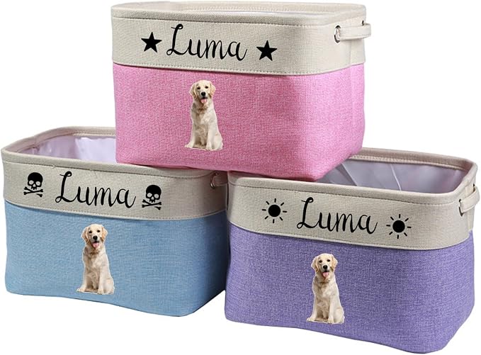 Personalized custom photo and name dog toy storage box A foldable pet supply by Custom