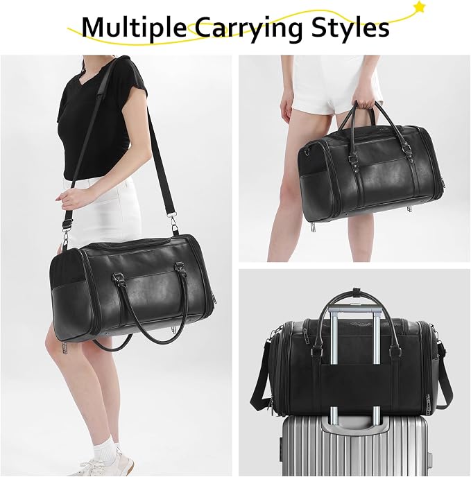 Stylish Leather Pet Carrier for Small Dogs and Cats Up to 15 lbs, Airline - Image 5