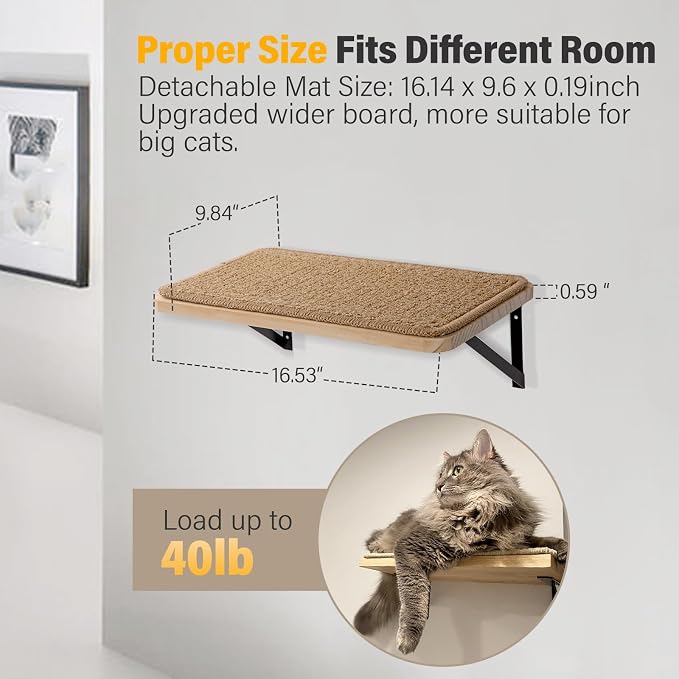 2Pack Wooden Cat Wall Shelves - Image 6