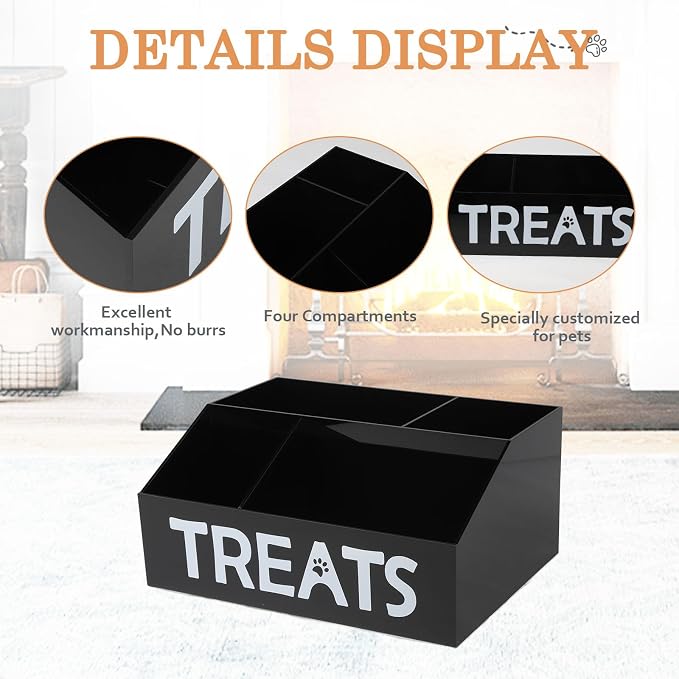 Dog Treat Organizer, 4 Compartments Dog Treat Station, Trapezoid Dog Treat - Image 2