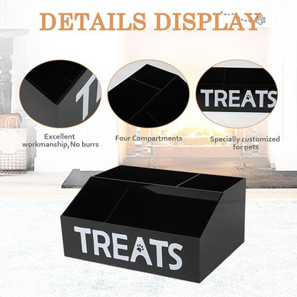 Dog Treat Organizer, 4 Compartments Dog Treat Station, Trapezoid Dog Treat - Image 2