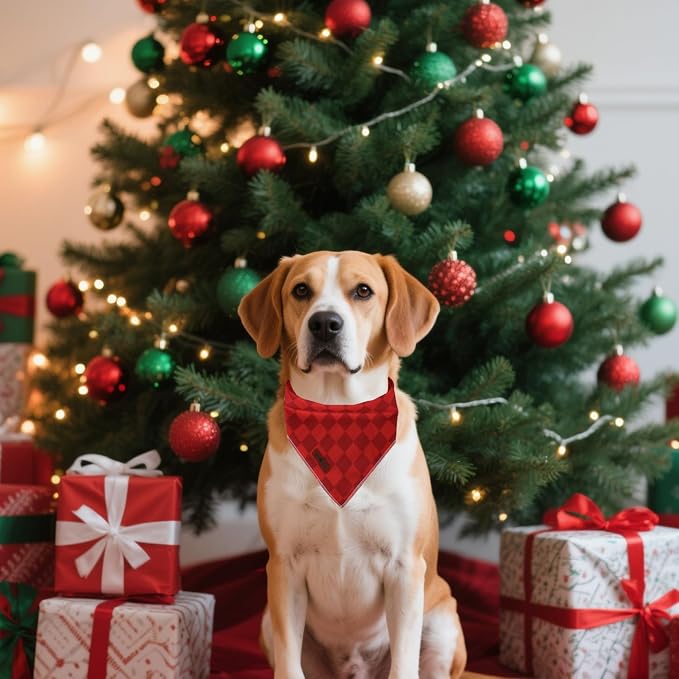 Lionet Paws Christmas Dog Bandana Washable Cotton Handkerchief Scarf Triangle - Image 3