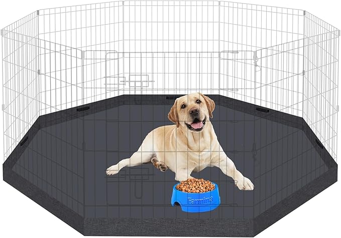 Dog Pen Pet Playpen Dog Fence Bottom Pad Indoor Foldable Metal Wire Exercise by Peekaboo