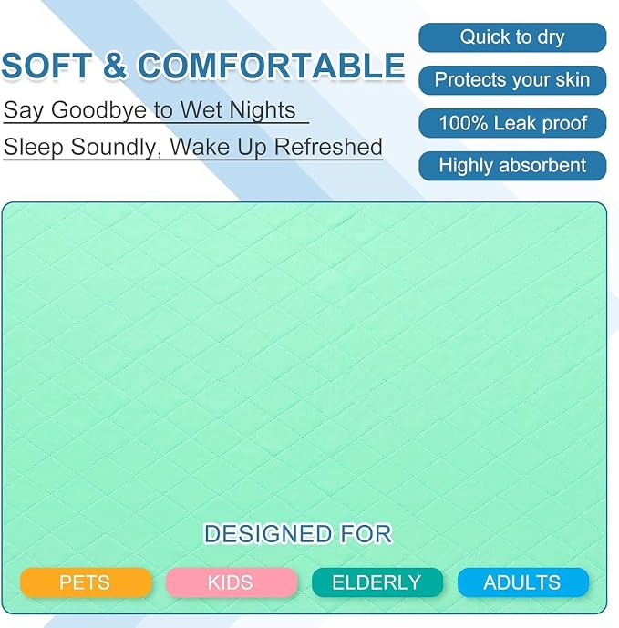 OUTCREATOR® Washable Bed Pads 34" x 36", Incontinence Mattress Protector - Image 5