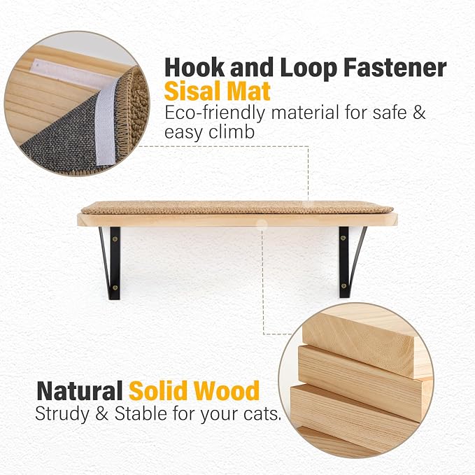 2Pack Wooden Cat Wall Shelves - Image 7