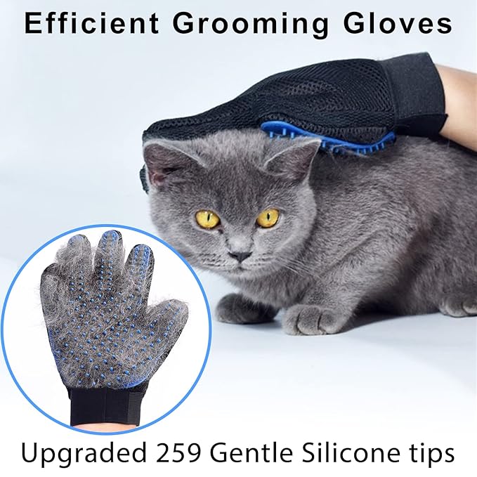 GJEASE Cat Grooming Glove Brush, Pet Hair Remover Tool, Reusable Dog Hair Fur - Image 2