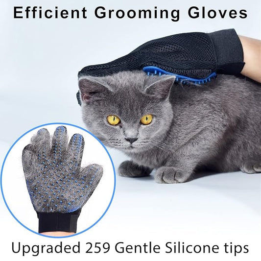 GJEASE Cat Grooming Glove Brush, Pet Hair Remover Tool, Reusable Dog Hair Fur - Image 2