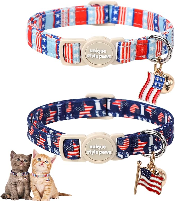 Unique Style Paws 4th of July Cat Collar, Cute Cat Collars by Uniquestylepaws