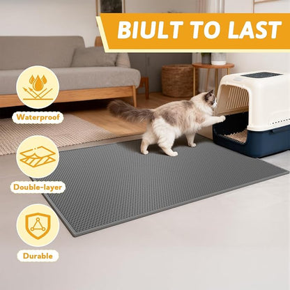 Pieviev Cat Litter Mat Double Layer Waterproof Urine Proof Trapping Mat 1 Pack) - Image 7