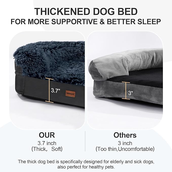Black Orthopedic Dog Beds for Extra Large Dogs, Removable Washable Cover - Image 3