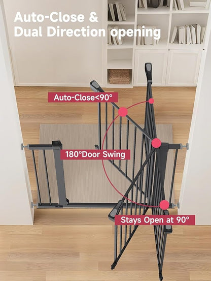 Baby Gate for Stairs, 29.5-40.5" Dog Gate for Doorways, Walk Thru Auto Close - Image 3