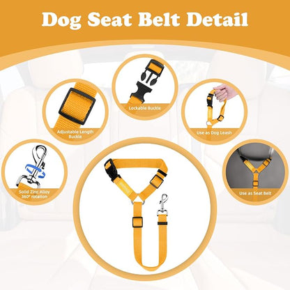 BWOGUE Pet Dog Cat Seat Belts, Car Headrest Restraint Adjustable Safety Leads - Image 3