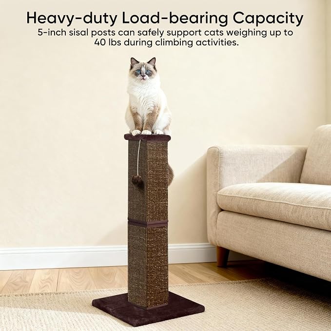 Cat Scratching Post 32 Inch for Indoor Large Cats and Kitten, Nature Sisal Tall - Image 5