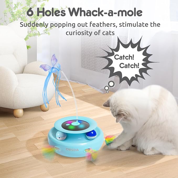ORSDA Cat Toy, 3-in-1 Automatic Interactive Electronic Moving Ambush Feather - Image 5