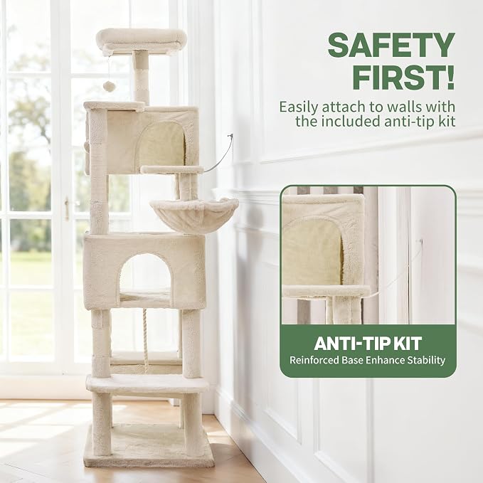 Cat Tree for Indoor Cats, 66 Inches Cat Tower - Image 6