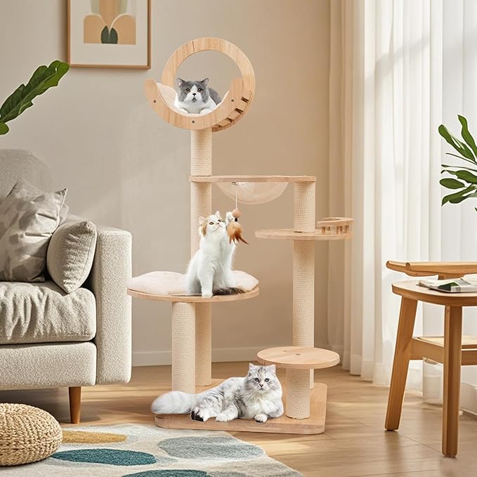 Nightcore 57” Tall Solid Wood Cat Tree - Image 2