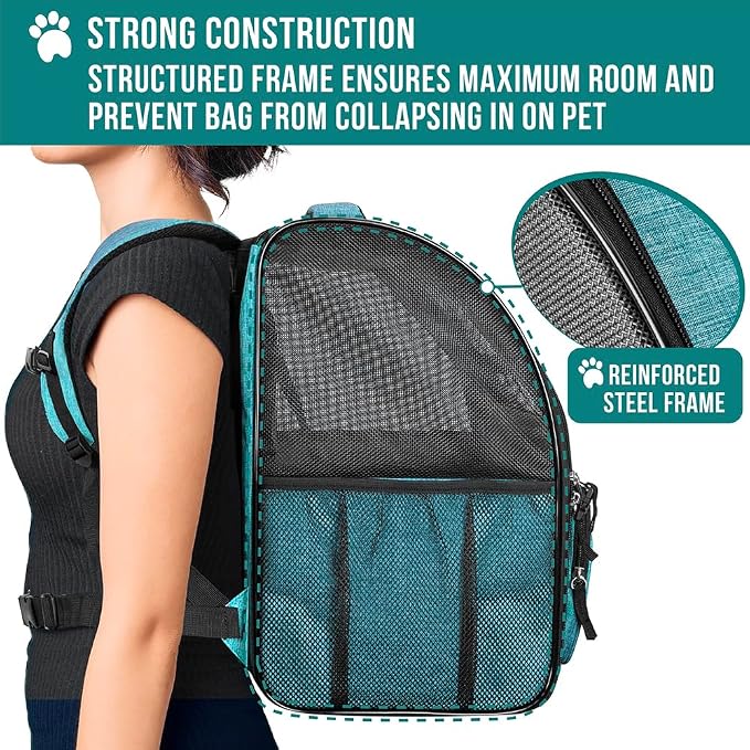 PetAmi Dog Backpack Carrier for Small Large Cat, Ventilated Pet Hiking Backpack - Image 6